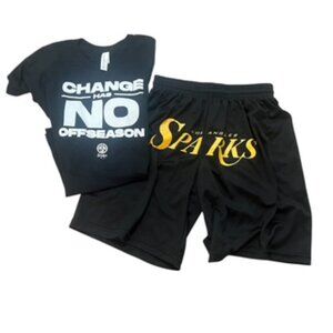 NEW WNBA LA Sparks Basketball Girls Shorts & T-shirt Youth Size Medium NWOT